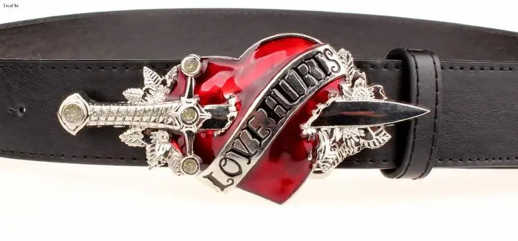 High Fashion Leather Belt Arrow Heart Love Metal Buckle Waistband Jeans Belts for Women & Man Decorative Rock Hip Hop