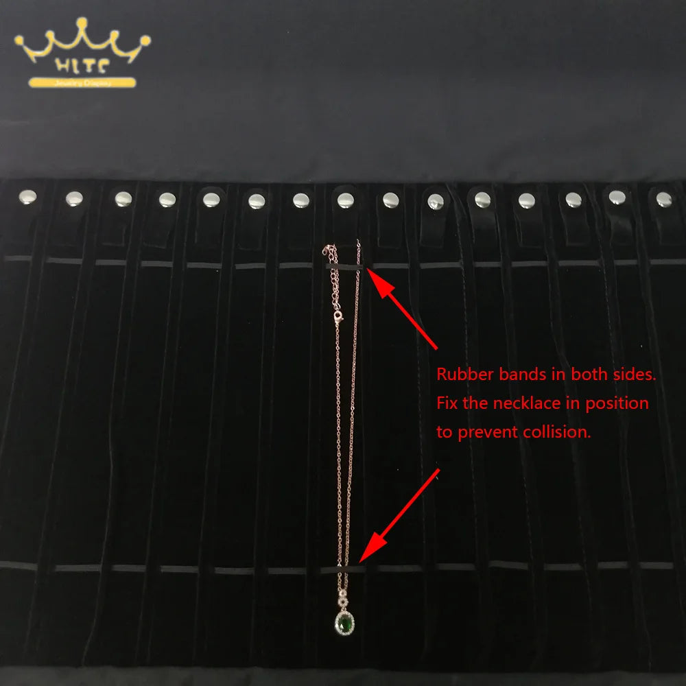 Velvet /PU Jewelry Roll Bag Travel Jewelry Organizer Storage Case Pouch for Necklaces Rings Bracelets Portable Practical