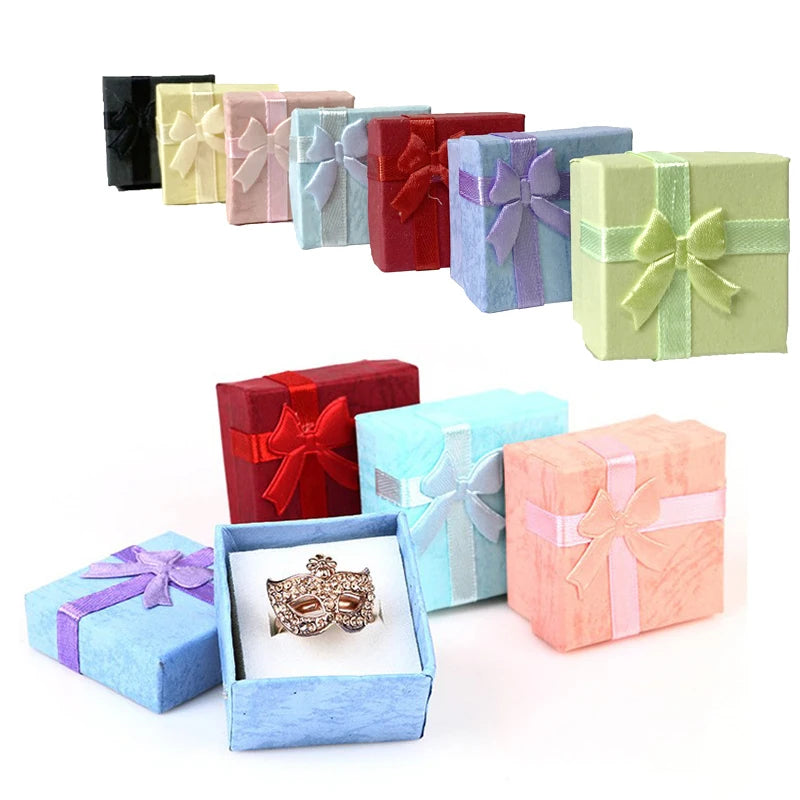 Ring Gift Box Jewelry Display Container Trinket Box Ear Studs Storage Holder Packaging Box Jewellery Organizer 24pcs/lot
