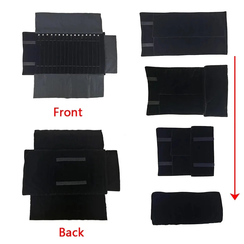 Velvet /PU Jewelry Roll Bag Travel Jewelry Organizer Storage Case Pouch for Necklaces Rings Bracelets Portable Practical