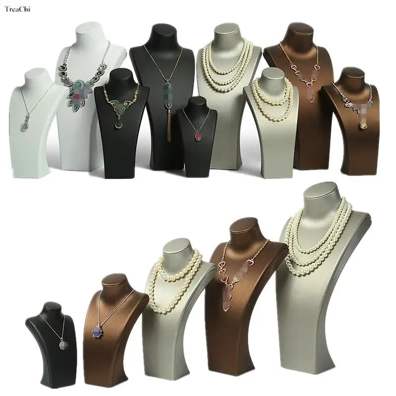 Pu Leather Portrait Neck Display Stand Bust Model Jewelry Pendant Shelf Jewelry Photo Props Jewelry Organizer