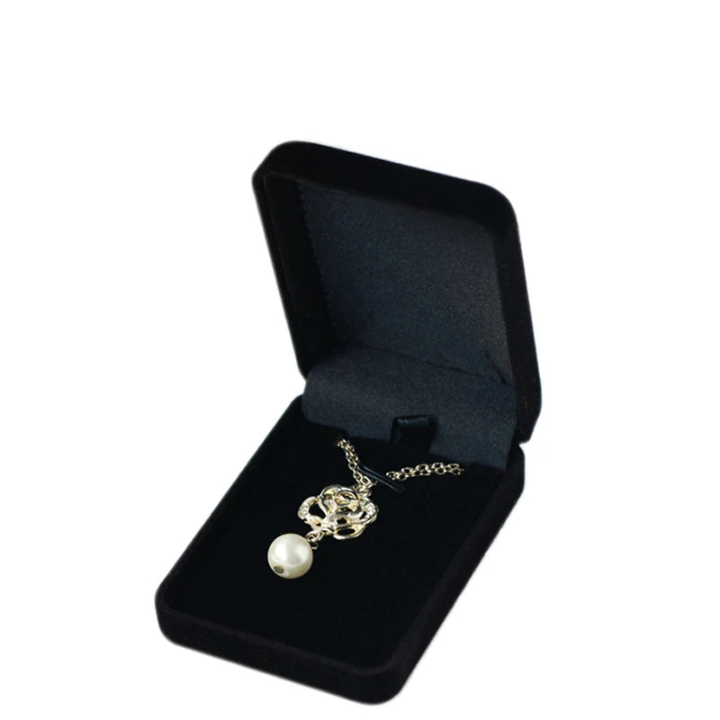 Wholesale 12Pcs/lot Black Velvet Pendant Ring Storage Case Holder Organizer Jewelry Necklace Earring Party Wedding Gift Box