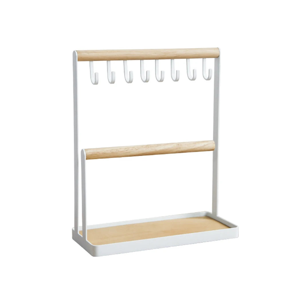 Wooden Jewelry Stand Desk Holder Hanging Necklace Bracelet Ring Watch Storage Organizer Ear Studs Pendant Rack Display Organizer