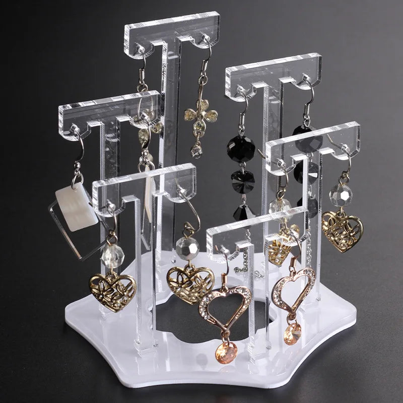 Acrylic Jewelry Earrings Showcase Display Stand Rack Holder Organizer Shelf f Can Hold 6 Pairs of Earrings