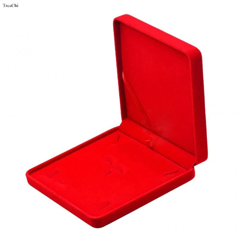 Red Velvet Jewelry Gift Boxes Ring Necklace Earring Packaing Box Bracelet Storage Case Chain Organizer Tray Window Showcases