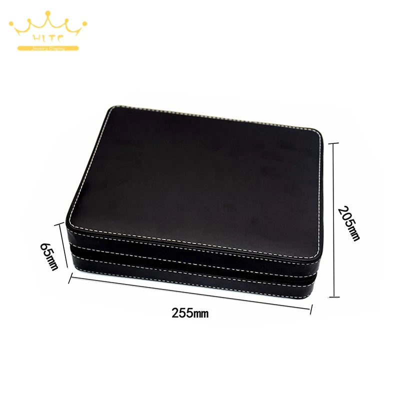 PU Leather Gem Box Insert Storage Display Portable Gemstone Travel Zip Bag Diamond Showing Box Business Jewelry Packaging