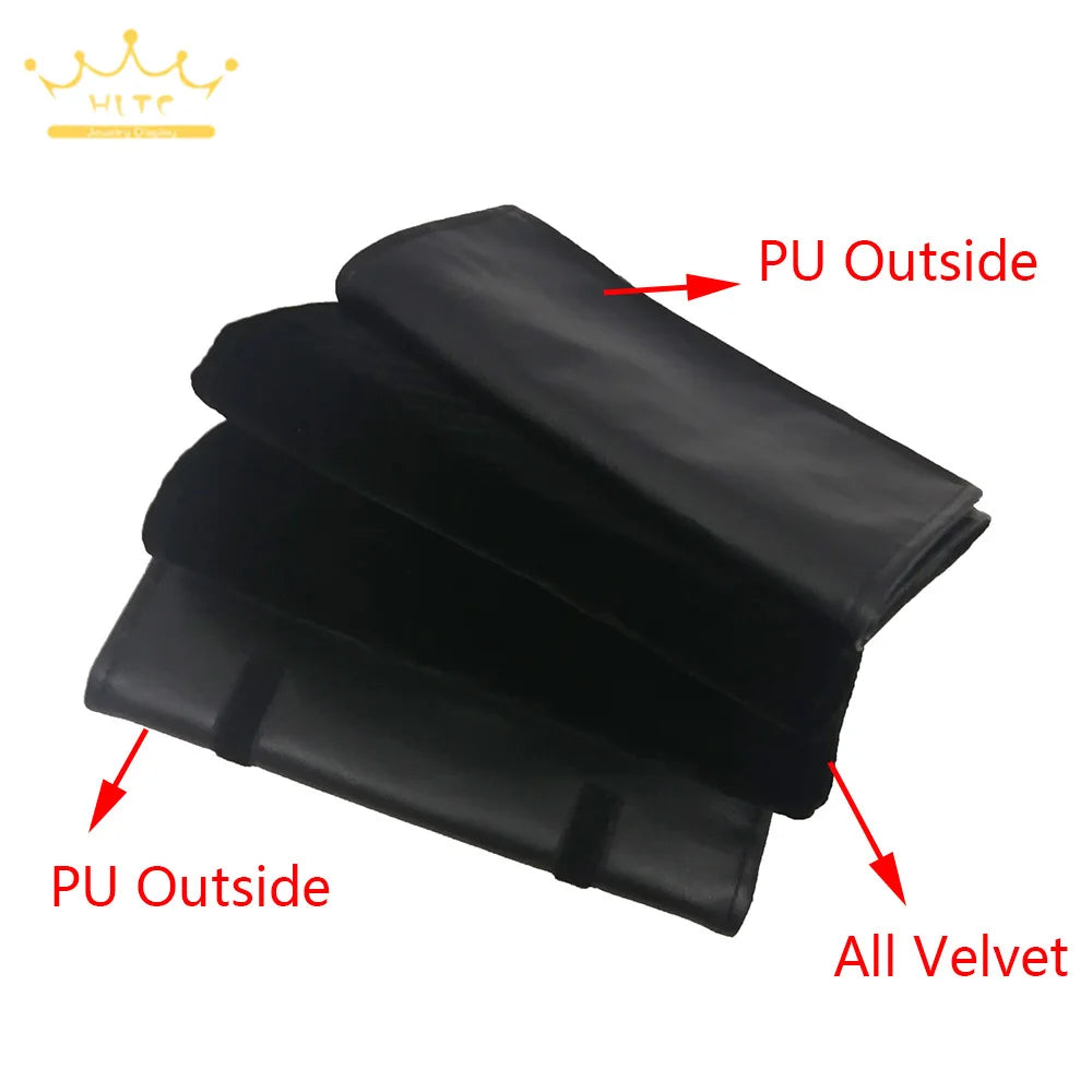 Velvet /PU Jewelry Roll Bag Travel Jewelry Organizer Storage Case Pouch for Necklaces Rings Bracelets Portable Practical