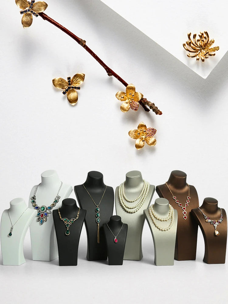 Pu Leather Portrait Neck Display Stand Bust Model Jewelry Pendant Shelf Jewelry Photo Props Jewelry Organizer
