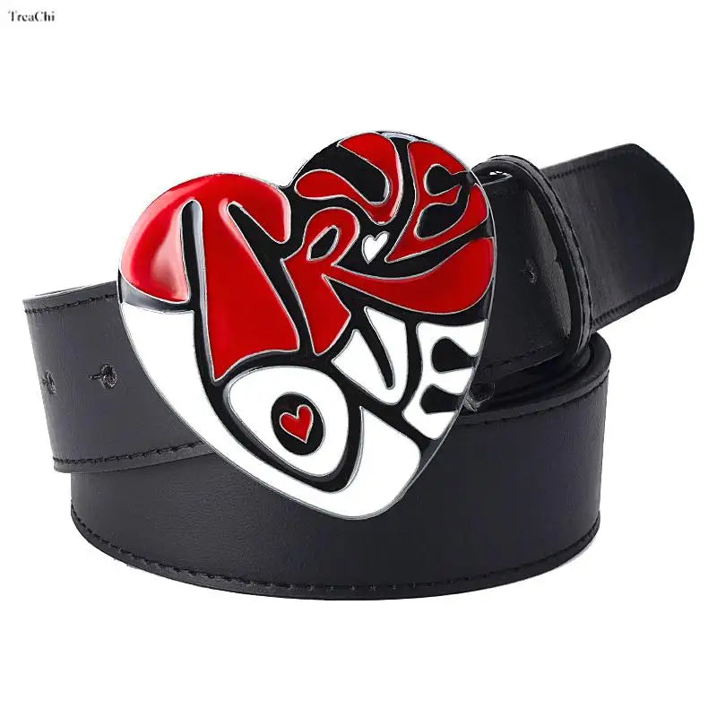 High Fashion Leather Belt Arrow Heart Love Metal Buckle Waistband Jeans Belts for Women & Man Decorative Rock Hip Hop