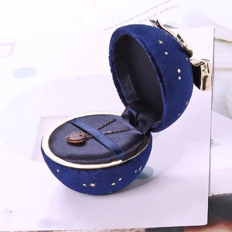Latest product Round Jewelry Box Creative Velvet Bow Ring Box Jewelry Boxes jewelry Packaging For Ring Earring Pendant Organizer