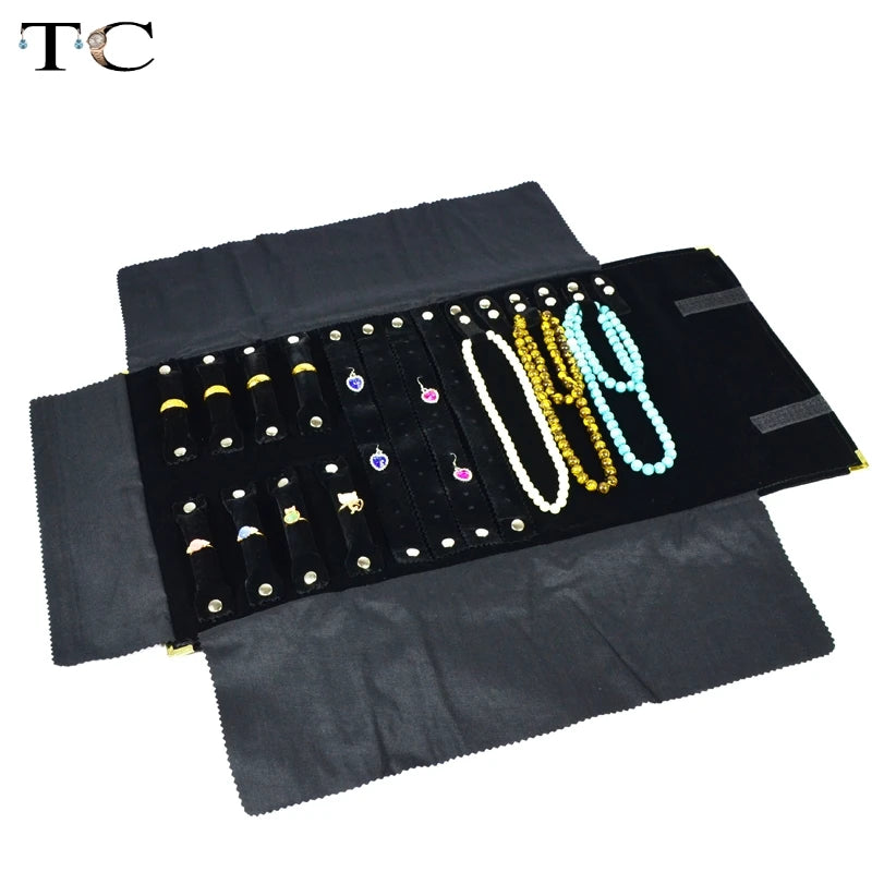 Portable Storage Bag Jewelry Holder Pendant Pouch Organizer Bag Jewelry Display Bags Black PU