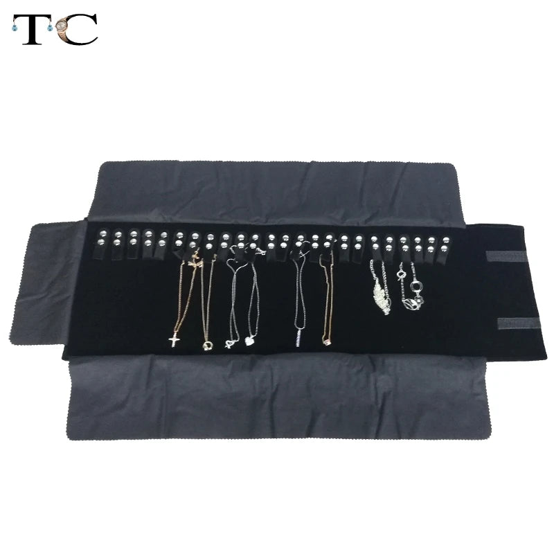 Portable Storage Bag Jewelry Holder Pendant Pouch Organizer Bag Jewelry Display Bags Black PU