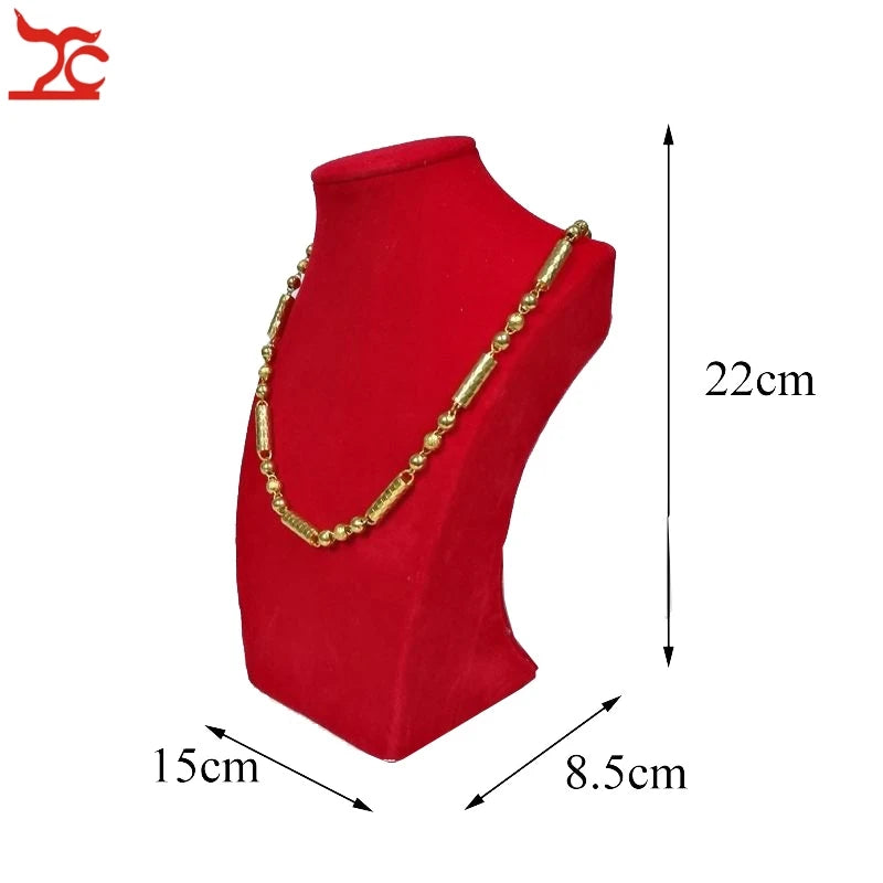 Red Velvet Necklace Jewelry Display Stand Mannequin Pendant Display Holder Model Shelf Neck Bust Frame Showcase Necklace Display