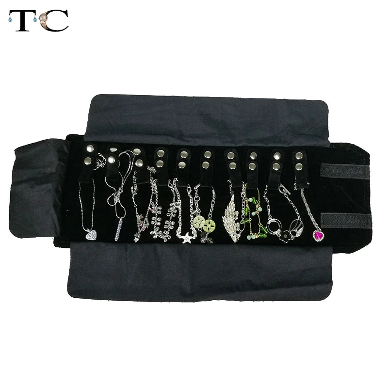 Portable Storage Bag Jewelry Holder Pendant Pouch Organizer Bag Jewelry Display Bags Black PU