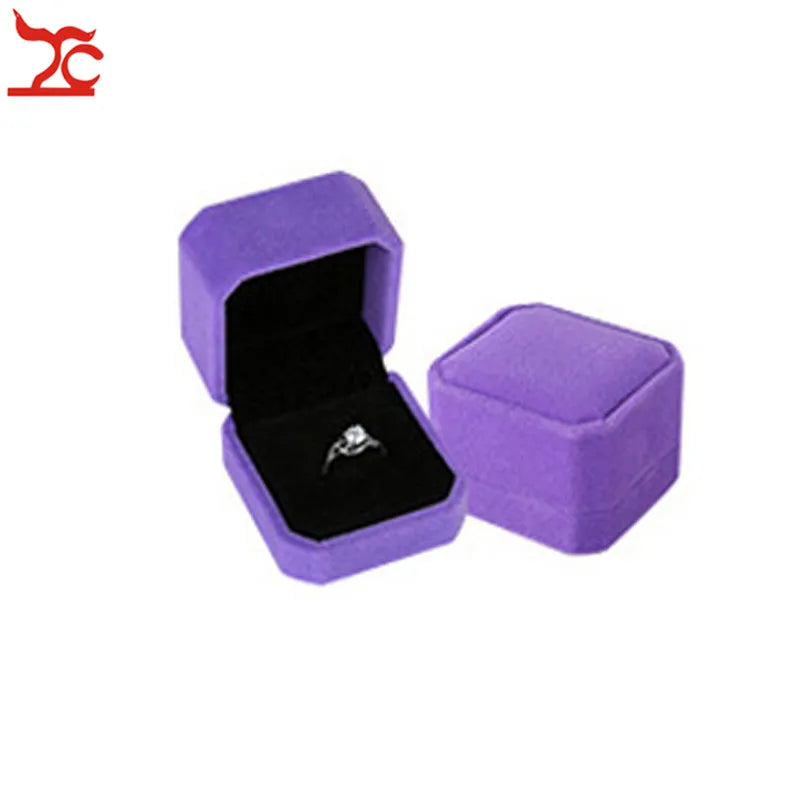 Purple Velvet Wedding Engagement Necklace Organizer Box Ring Pendant Earrings Bracelet Jewelry Packaging Storage Gift Box