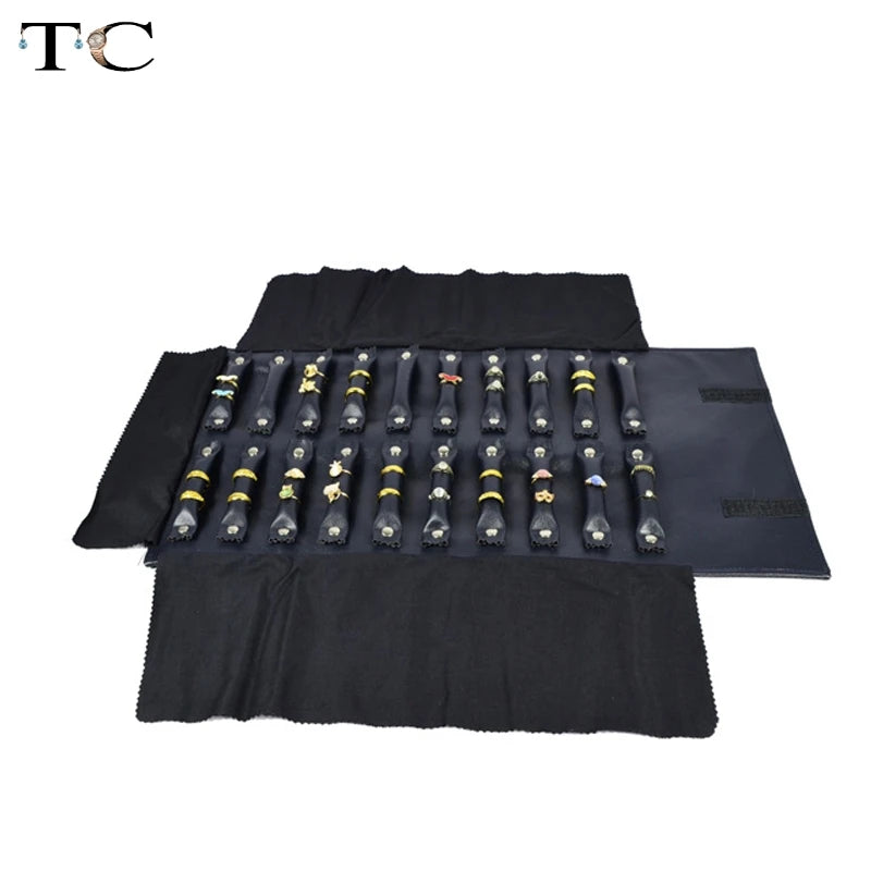 Portable Storage Bag Jewelry Holder Pendant Pouch Organizer Bag Jewelry Display Bags Black PU