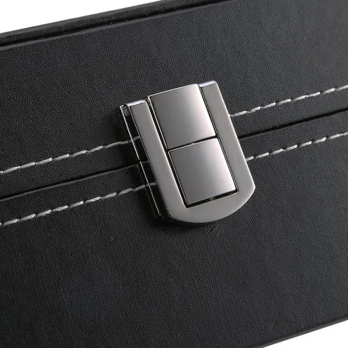 Watch Storage Box Black Leather with Glass Organizer Box for Save 10 Wrist Watches Box Jewelry Display