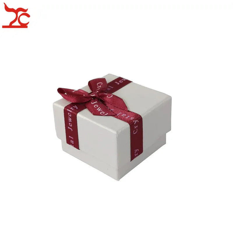 Fashion Color Paper Jewelry Gift Box Pink White Blue Ring Storage Organizer Gift Ribbon Box 5*5*3.8cm Wholesale 24Pcs/lot