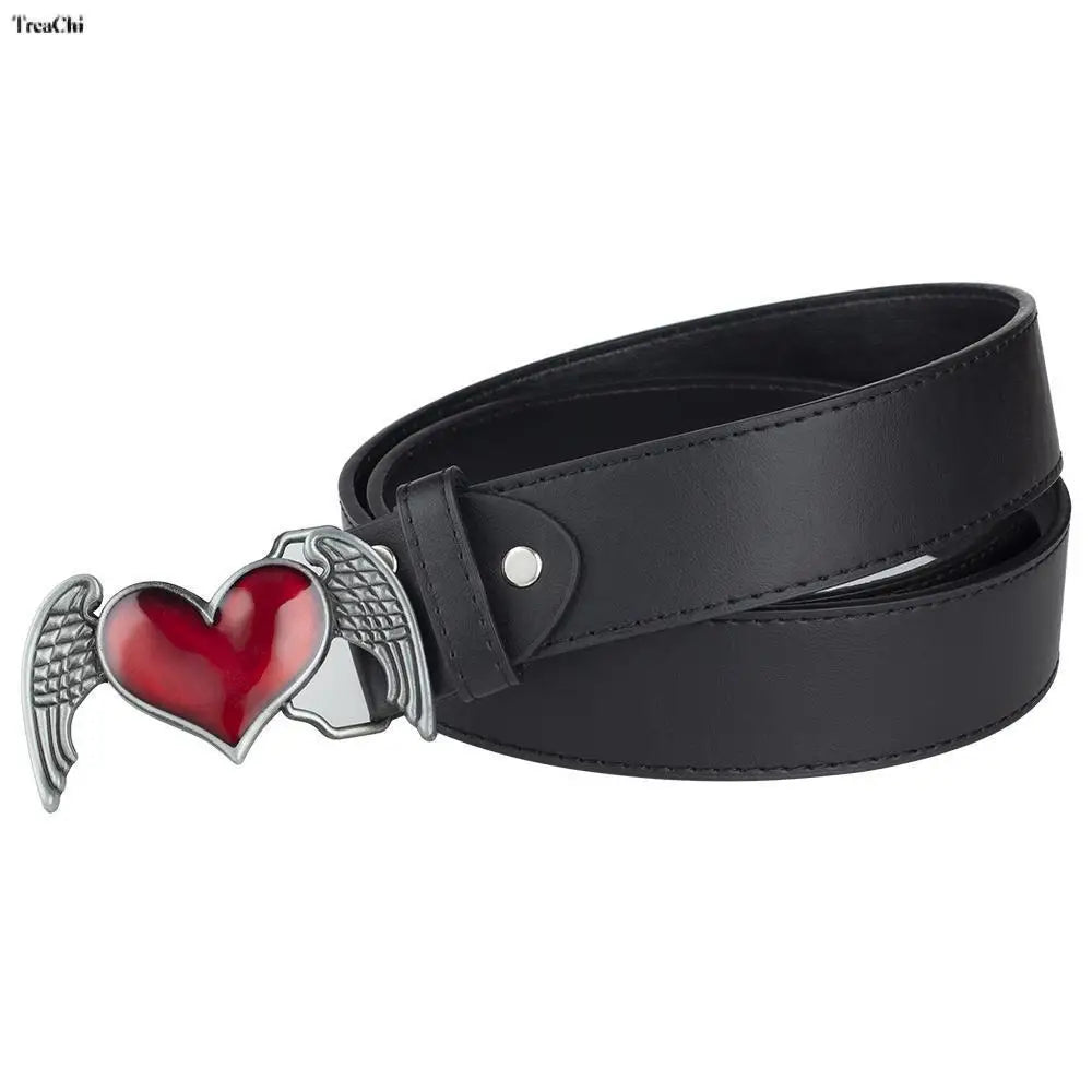 High Fashion Leather Belt Arrow Heart Love Metal Buckle Waistband Jeans Belts for Women & Man Decorative Rock Hip Hop