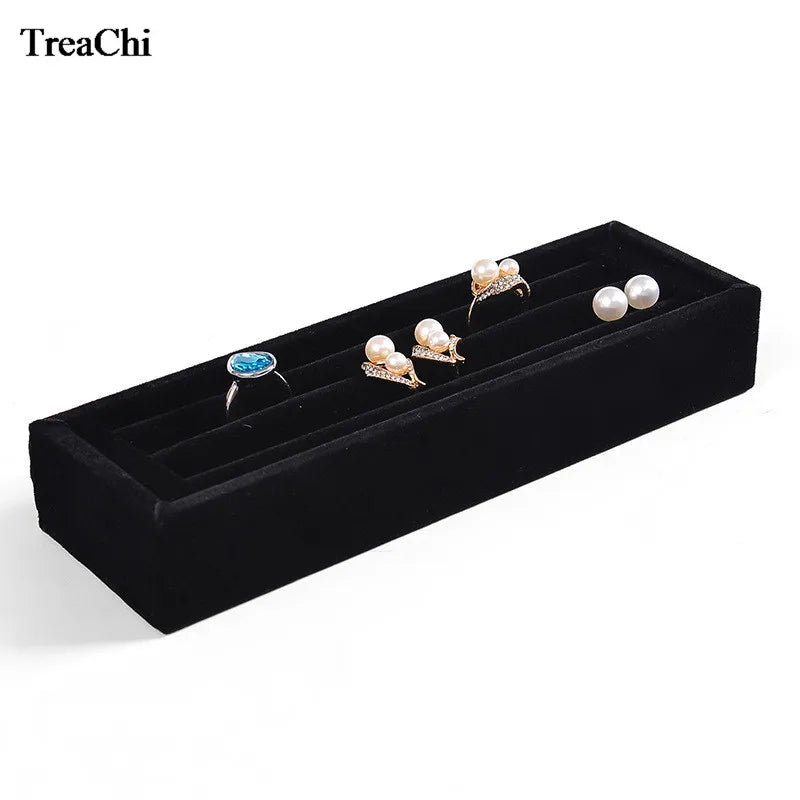 Velvet Jewelry Display Stand Ring Holder Rings Organizer Ear Studs Rack Jewellery Display Tray joyeros organizador de joyas