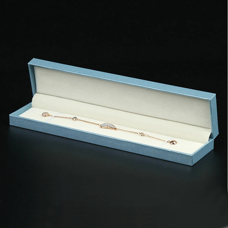 Sky Blue Leather-Filled Paper Right-Angle Jewelry Packaging Box Ring Necklace Storage Box Bracelet Earrings Gift Box