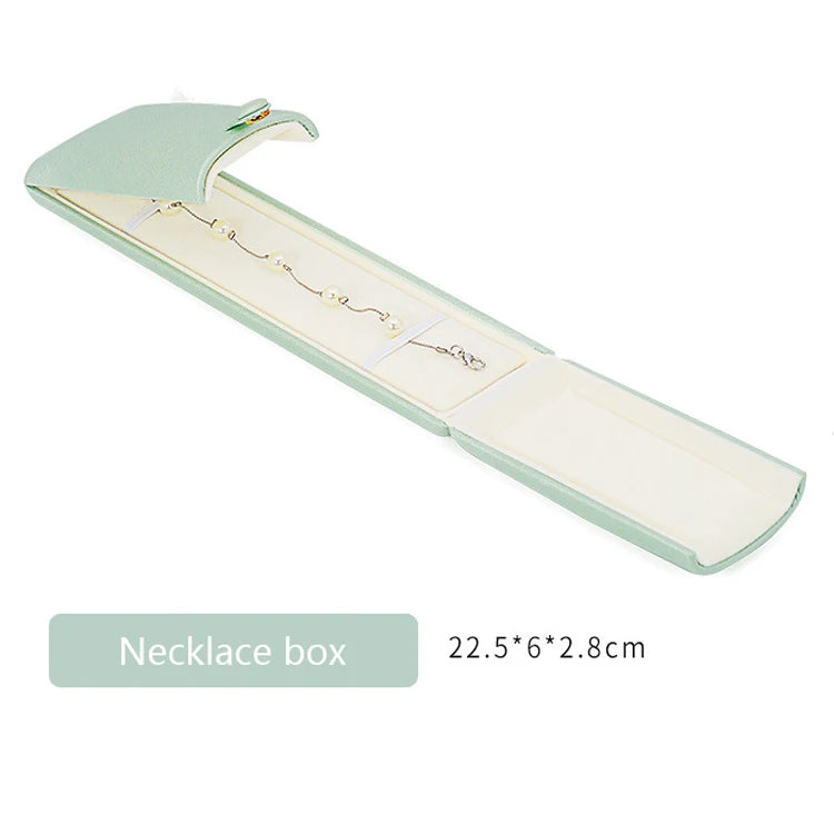 Tender Green Reticulated Pu Leather Double Open Jewelry Storage Box Proposal Ring Box Pearl Necklace Collection Box