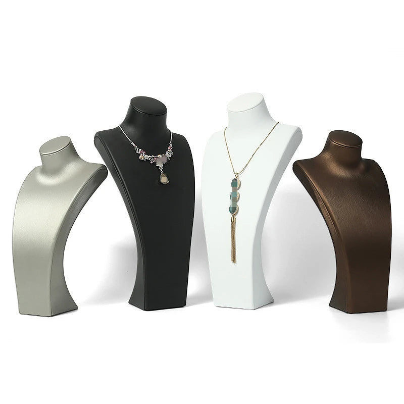 Pu Leather Portrait Neck Display Stand Bust Model Jewelry Pendant Shelf Jewelry Photo Props Jewelry Organizer