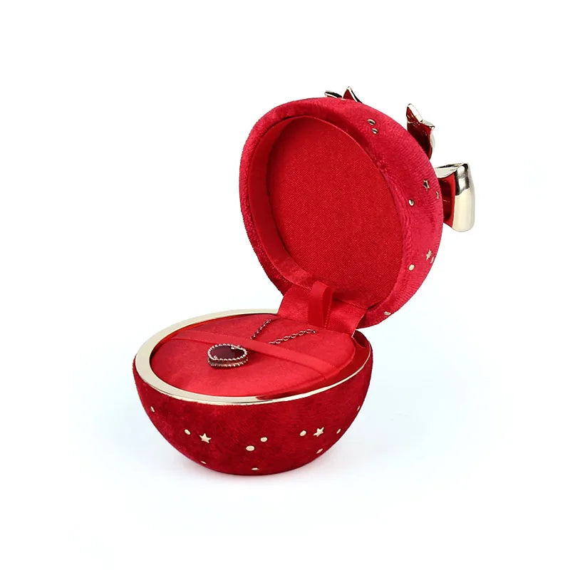 Latest product Round Jewelry Box Creative Velvet Bow Ring Box Jewelry Boxes jewelry Packaging For Ring Earring Pendant Organizer