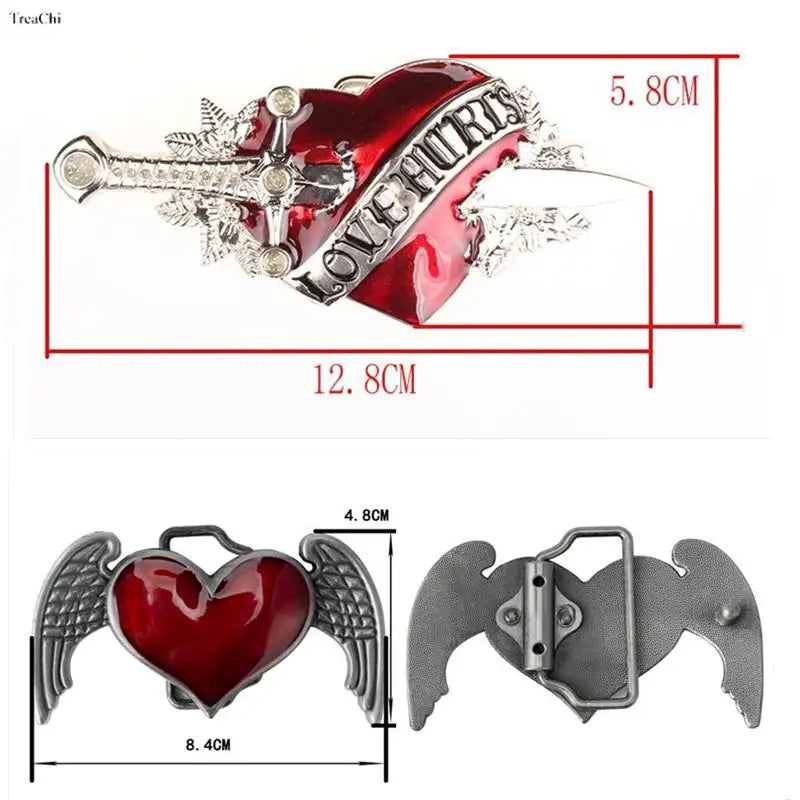 High Fashion Leather Belt Arrow Heart Love Metal Buckle Waistband Jeans Belts for Women & Man Decorative Rock Hip Hop