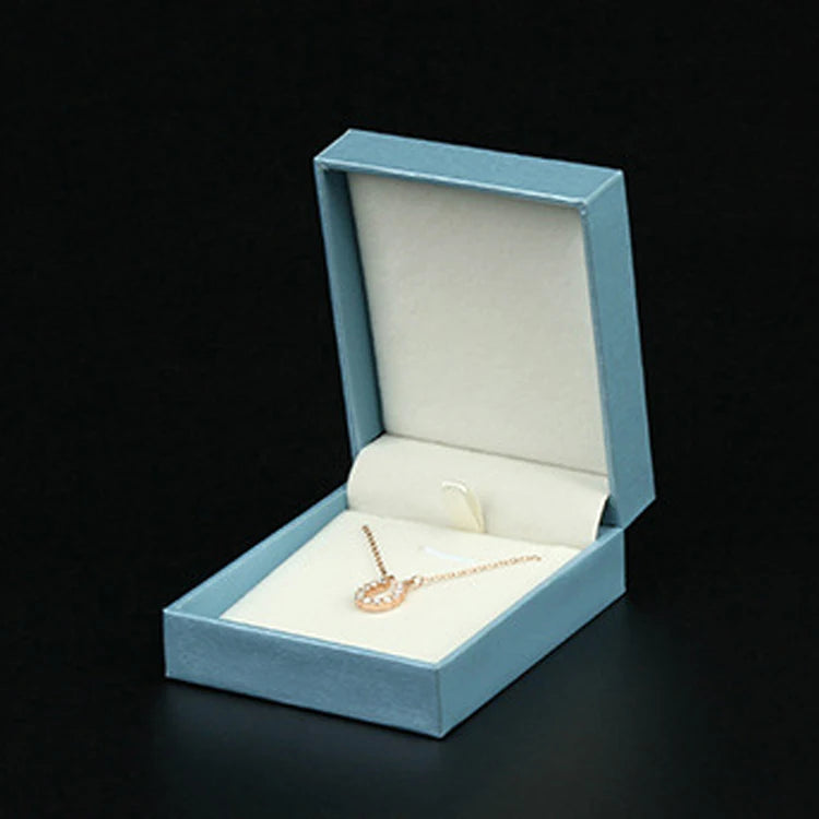 Sky Blue Leather-Filled Paper Right-Angle Jewelry Packaging Box Ring Necklace Storage Box Bracelet Earrings Gift Box