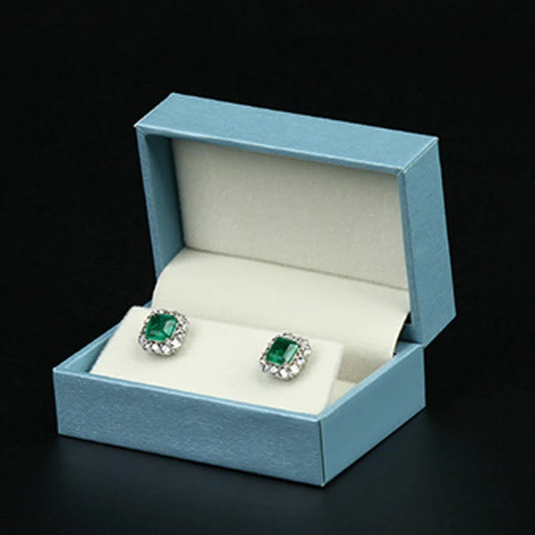 Sky Blue Leather-Filled Paper Right-Angle Jewelry Packaging Box Ring Necklace Storage Box Bracelet Earrings Gift Box