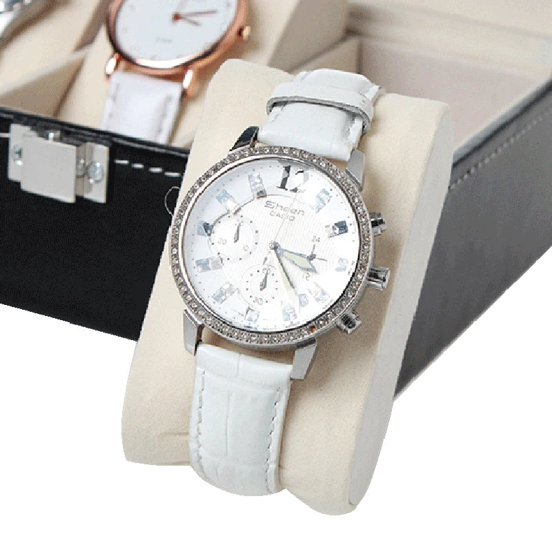 Watch Storage Box Black Leather with Glass Organizer Box for Save 10 Wrist Watches Box Jewelry Display