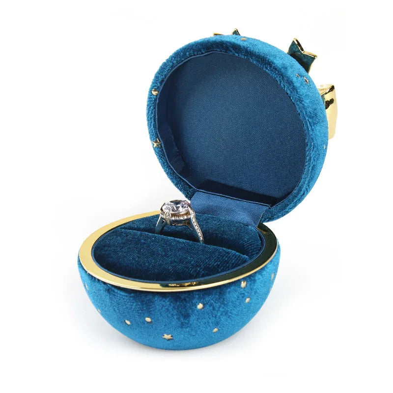 Latest product Round Jewelry Box Creative Velvet Bow Ring Box Jewelry Boxes jewelry Packaging For Ring Earring Pendant Organizer