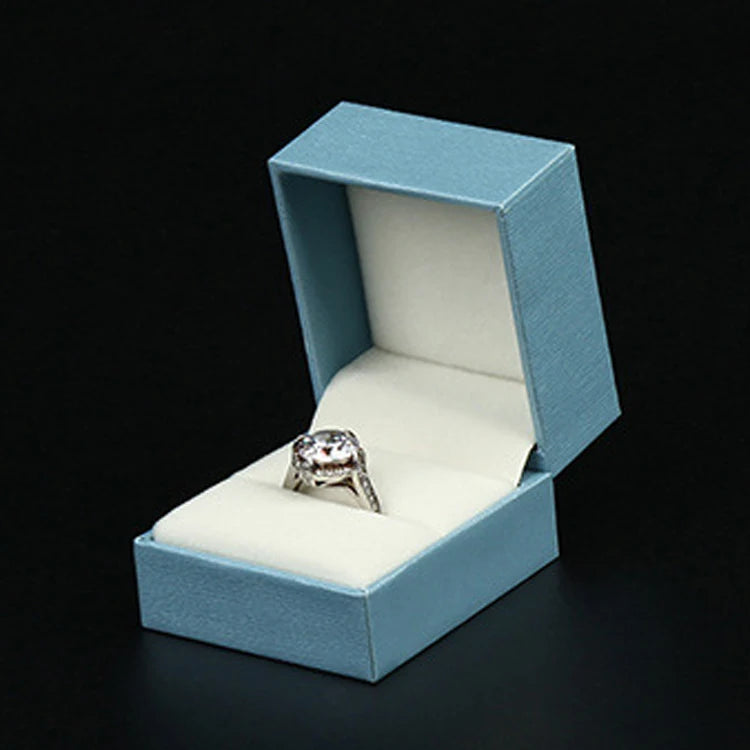 Sky Blue Leather-Filled Paper Right-Angle Jewelry Packaging Box Ring Necklace Storage Box Bracelet Earrings Gift Box