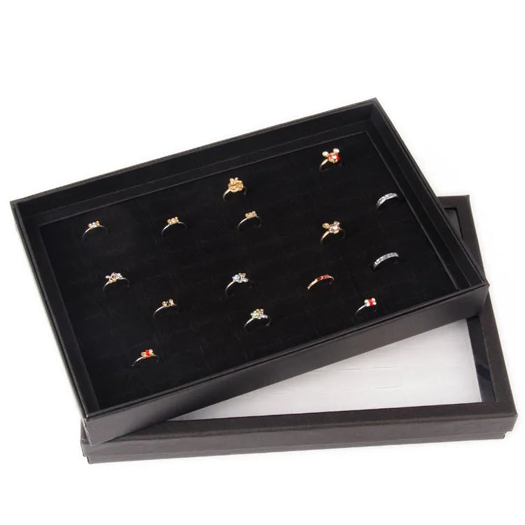 Practical 100 Slot Rings Display Tray Ring Organizer Show Case Jewelry Earrings Holder Storage Box with Transparent Top