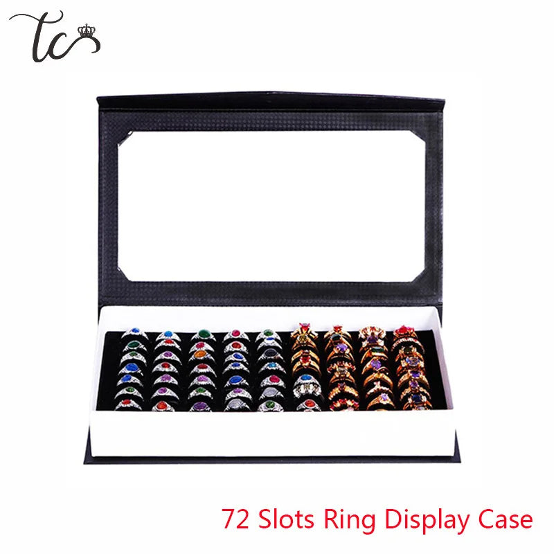 Rings Display Tray Jewelry Display Tray Container Earrings Box Ring Box Rectangle 72 Slots Rings Storage Case