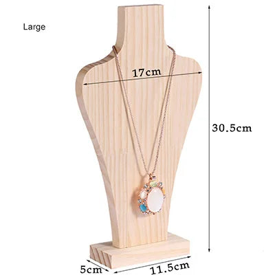 1Piece Natural Wood Mannequin Bust for Fashion Earrings Necklace Shop Window Jewelry Display Rack Stand Organizer Holder