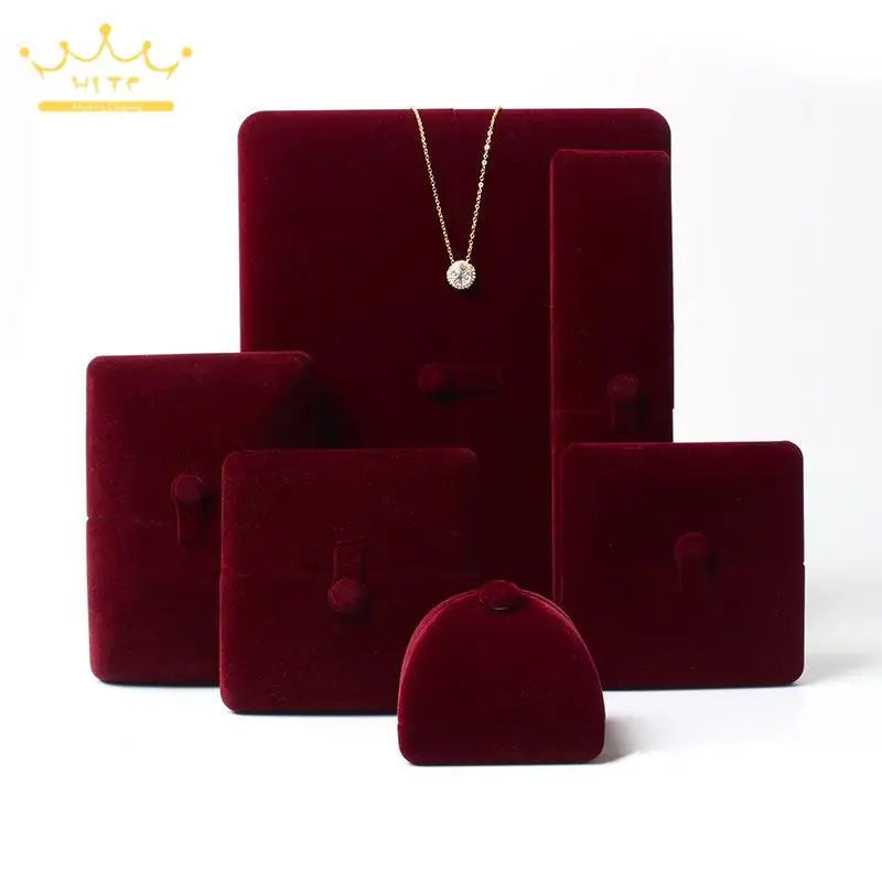 High-Grade Velvet Button Mongolian Double Open Jewelry Box Velvet Ring Ring Bracelet Necklace Packaging Jewelry Box