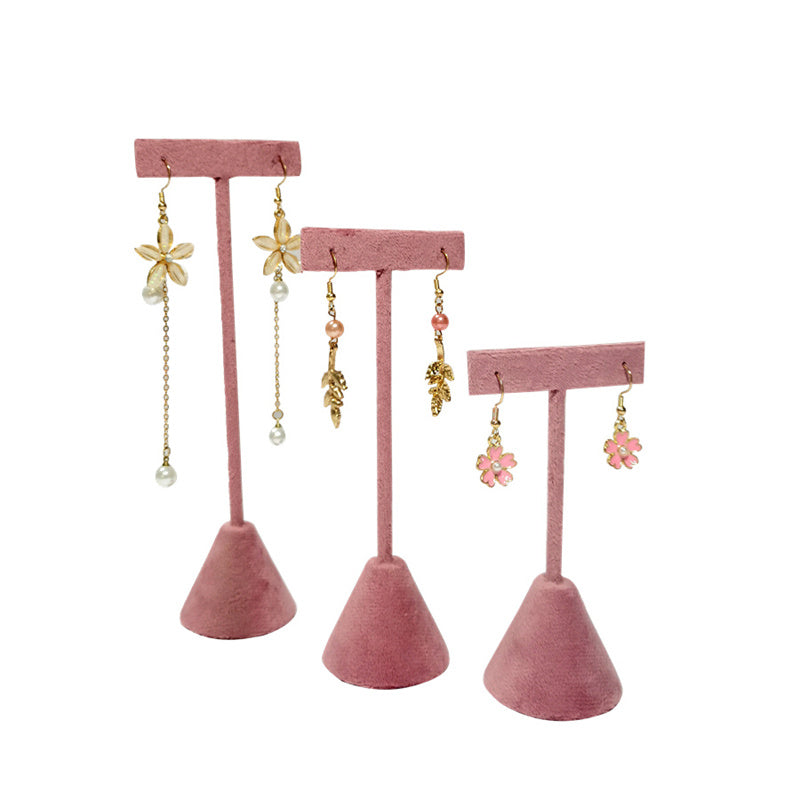 Jewelry Rack Display All Pink Velvet Cloth Window Necklace Ring Jewelry Display Props High-End Display Props Free Combination