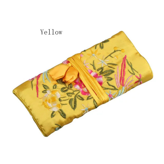 Satin Jewelry Roll Earring Bangle Holder Storage Pack Bag Travel Ring Necklace Jewellery Pouch Organizer Mix Colors