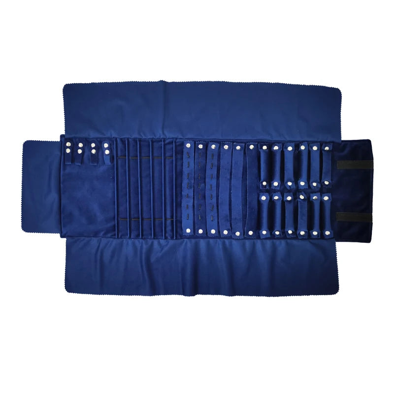 Velvet Jewelry Roll Bag Portable Travel Jewelry Roll Ring Earrings Necklace Pendant Storage Display Bag