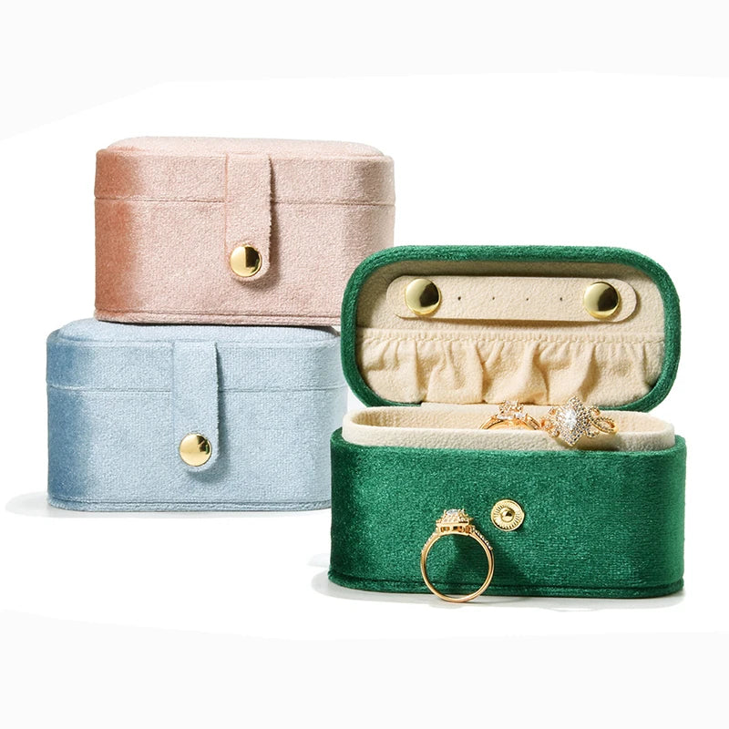 Portable Velvet Small Jewelry Box Jewelry Packaging Box Velvet Ring Earring Container Traditional Festival Gift Packing Boxes