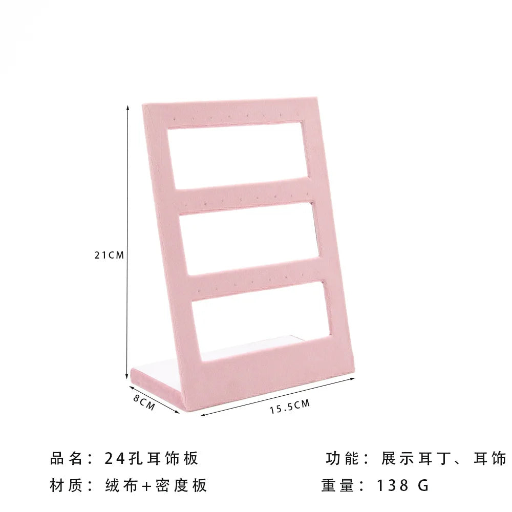 Jewelry Rack Display All Pink Velvet Cloth Window Necklace Ring Jewelry Display Props High-End Display Props Free Combination