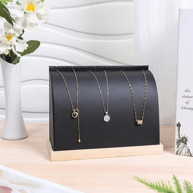 Beige Multiple Velvet Necklace Display Rack Black and White Leather Pendant Seat Window Display Accessory Rack Storage Rack