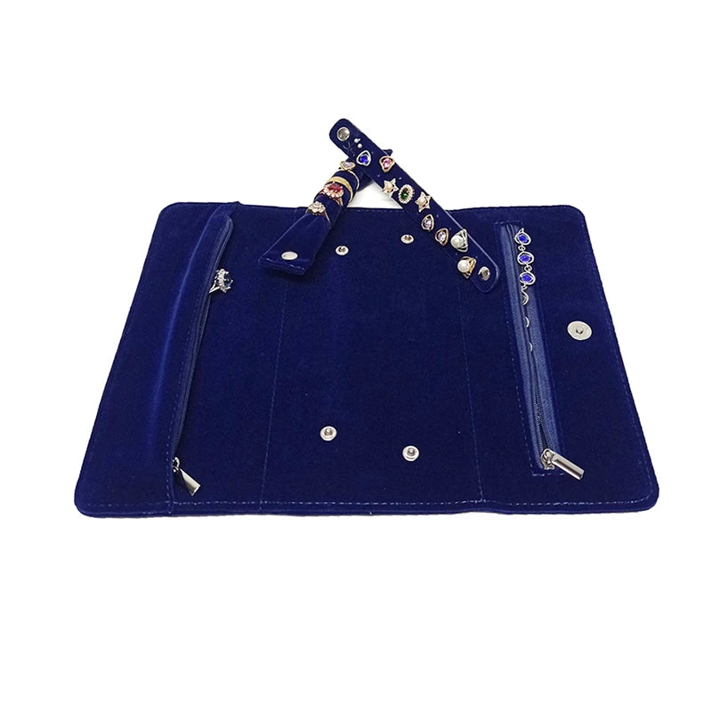 Portable Roll-up Jewelry Roll Storage Bag Folding Travel Earrings Necklaces Bracelets Rings Container Storage