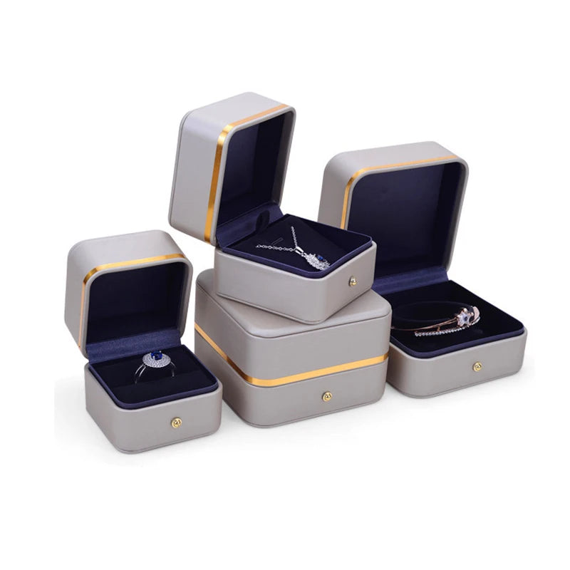 Pu Wedding Ring Jewelry Packaging Gift Box Brooch Watch Storage Case Holder Bracelet Organizer for Jewelry Store