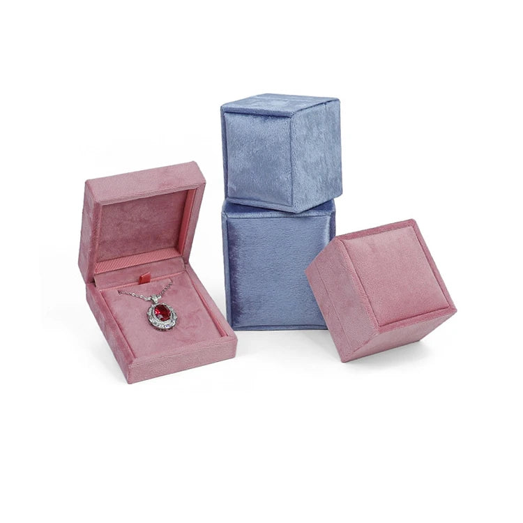 New Velvet Boxes for Ring and Necklace Jewelry Packaging Box Weeding Ring Case Pendant Necklace Holder Valentine's Day Gift Box