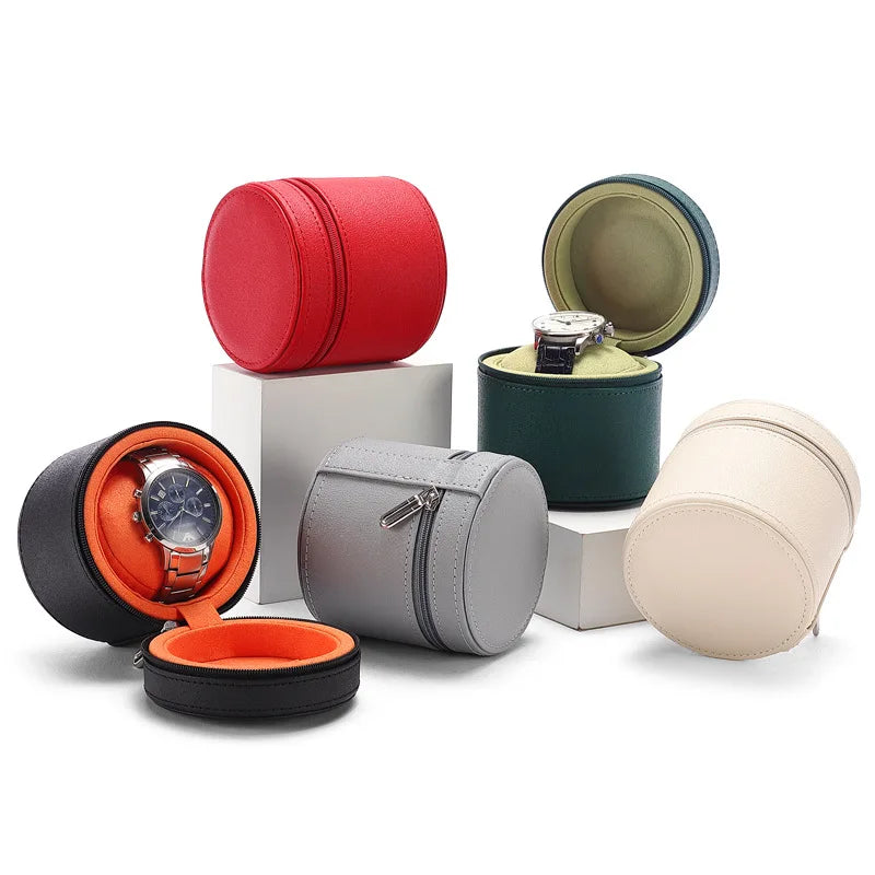 Round Storage Box for Watch Bracelet Exquisite Leather Watch Display Box Festival Party Gift Packaging Box
