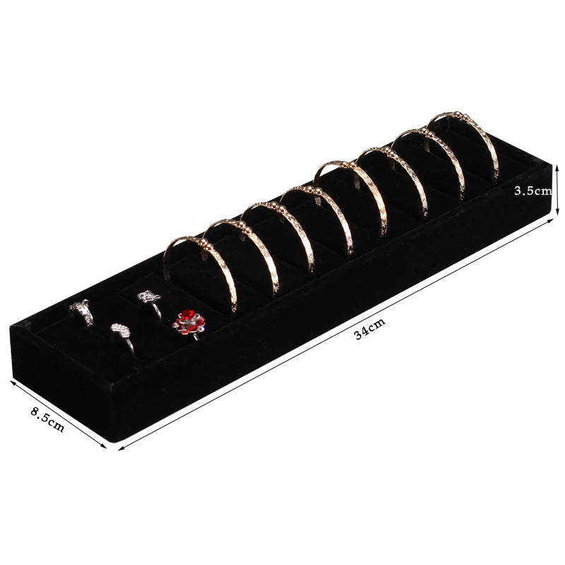 3-Layer Bracelet Display Tray Rings Earrings Organizer Plate Wactch Holder with Small Pillows Gray & Black Available