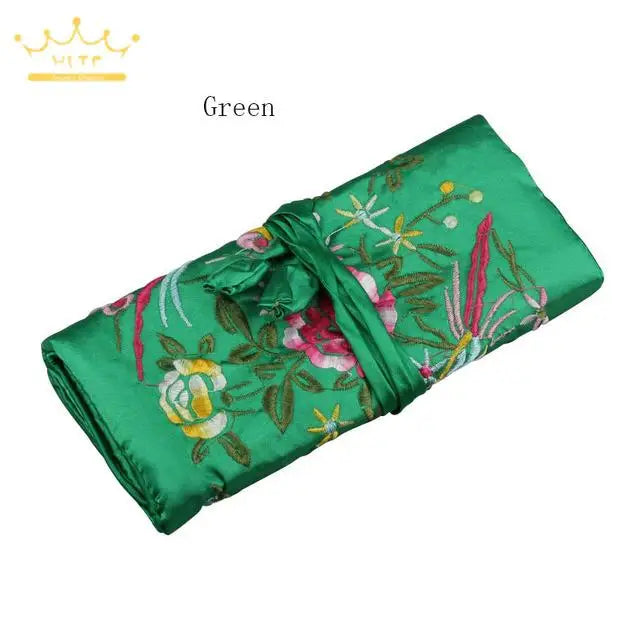 Satin Jewelry Roll Earring Bangle Holder Storage Pack Bag Travel Ring Necklace Jewellery Pouch Organizer Mix Colors